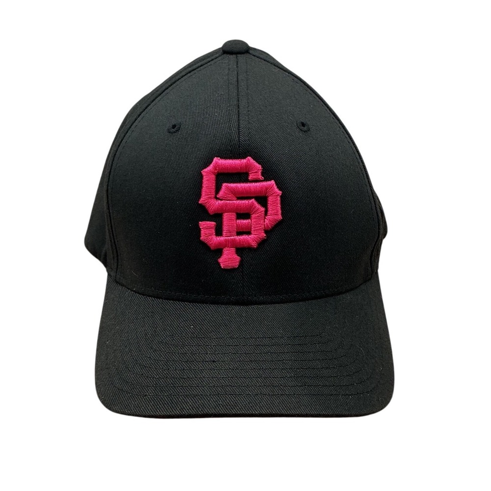 San Francisco Giants Flexfit Hat Yupoong Black Pink SF Logo Baseball Cap L-XL